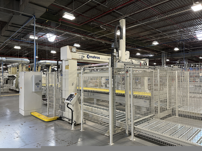Stefani Evolution SSB Double-Sided Edgebander w/ Mahros Automatic Vacuum Loading & Unloading