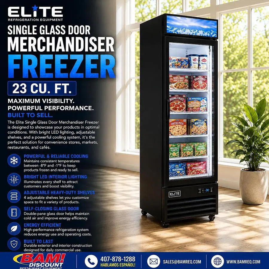 New | in-Stock ELITE _UNKNOWN_ Display Freezers Florida US | BAM Discount Restaurant Equipment #1296377