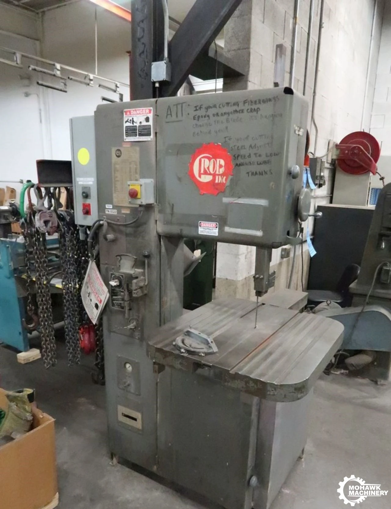 18" GROB "4V-18" VERTICAL BAND SAW w/BLADE WELDER & TILT TABLE