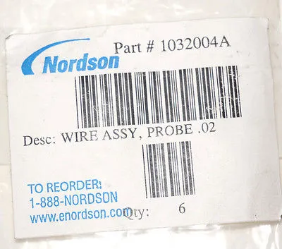 NEW LOT OF 6 NORDSON 1032004A WIRE ASSEMBLIES, PROBE .028'', 12 WIRES PER TUBE
