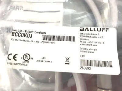 New | in-Stock Balluff Fieldbus Cable A-Coded M12 M/F BCC M415-M415-3A-330-PS85N6-006 Cable & Wire Michigan US | Maverick Industrial Sales #1401880