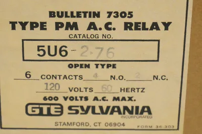 NEW SYLVANIA 5U6-2-76 RELAY MODULE 7305 TYPE PM 5U6276
