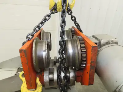 CM Lodestar RRT2 3 Ton Electric Chain Hoist 2 Speed 14' Lift Power Trolley 460V