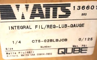 NEW WATTS 1/4" C75-02BLBJCB INTEGRAL FILTER / REGULATOR C7502BLBJCB