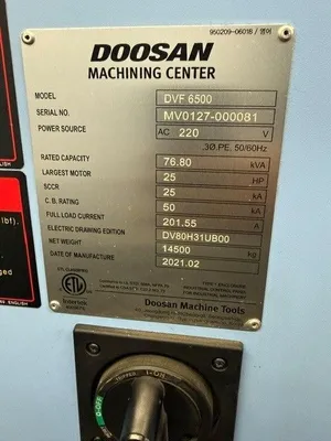 2021 DOOSAN DVF6500 Vertical Machining Centers (5-Axis or More) | Bayou Machinery (13)