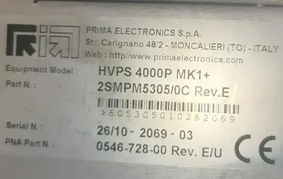 USED PRIMA ELECTRONICS HVPS-4000P-MK1+