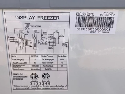 171-0113 49” Self Contained Ice Cream Freezer