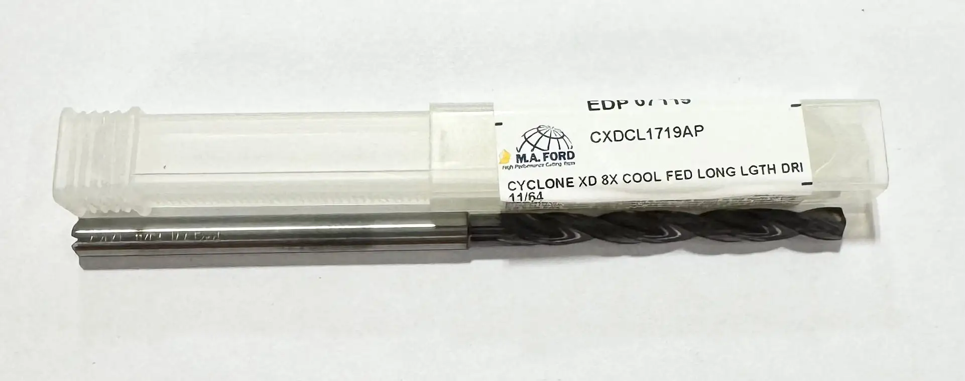 M.A. Ford 11/64" Solid Carbide Drill 8xD Coolant Fed Double Margin Altima Plus
