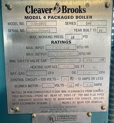 Used CLEAVER-BROOKS M4S-2500 Boilers California US | Machinery & Equipment #1518291