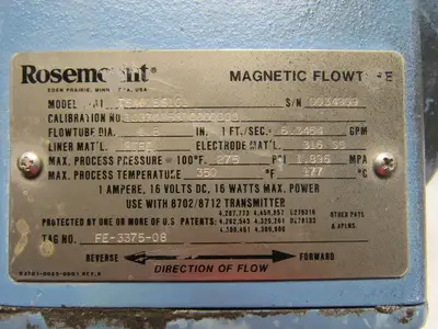 Rosemount 8701TSA015S1G1 1-1/2" Magnetic Flow Tube Flanged Sensor