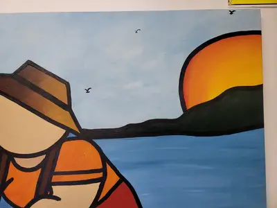 New | in-Stock FalconRestaurantSupply New Walmiru Original Faceless Painting on Canvas - Drum Dancing 36" x 60" Estate & Personal Property Illinois US | Falcon Restaurant Supply #1376716