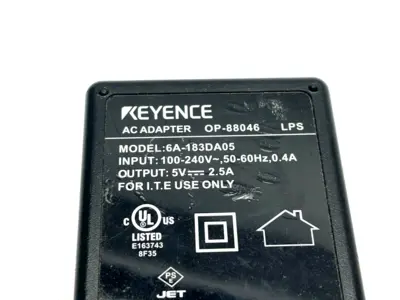 OP-88046 | Keyence  AC Power Adapter 12.5W 2.5A MISSING POWER CORD - Used