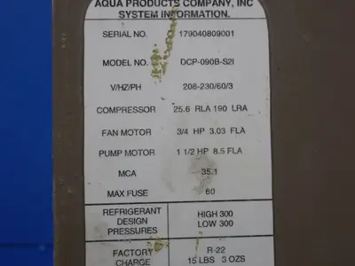 USED AQUA PRODUCTS DCP090BS2I