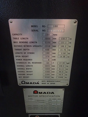 Used AMADA RG-100 Press Brakes California US | Sterling Machinery Exchange #1465715