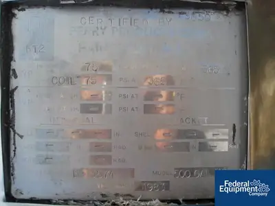 USED Perry Products 500 Gal Perry Receiver, 304 S/S, 75/75#