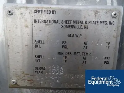 USED International Sheet Metal Inc 100 Gal International Sheet Metal Inc Receiver, S/S, 50#