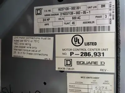 USED SQUARE D MODEL 6