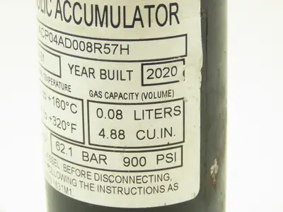 Parker ACP04AD008R57H Forklift Hydraulic Accumulator 900 PSI Off Hyster E100XN