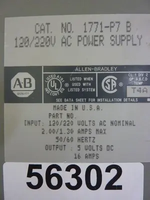USED ALLEN BRADLEY 1771-P7 SER B