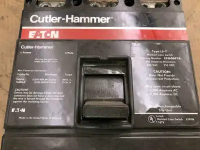 Cutler-Hammer LS36060YA 3 Pole 600A Molded Case Circuit Breaker 600VAC 250VDC