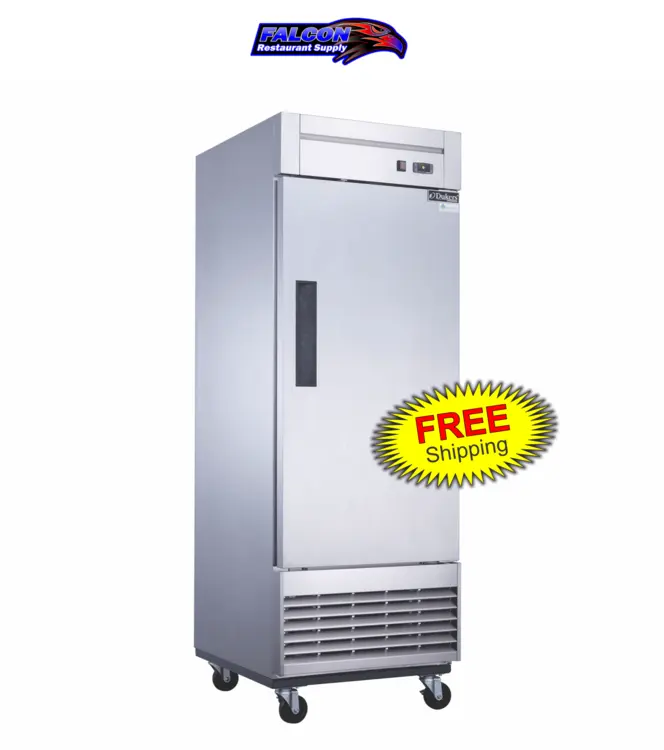 New | in-Stock Dukers New Dukers D28R Stainless Steel Single Solid Door Commercial Reach-in Refrigerator Refrigerators Illinois US | Falcon Restaurant Supply #1376395