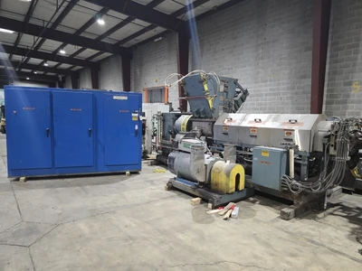 12" Single Screw Crown/CDL Dump Extruder, Model RPU2E400, 10:1 L/D Ratio