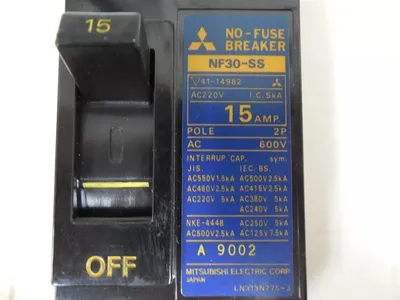 Mitsubishi NF30-SS No-Fuse Circuit Breaker 15 Amps 600VAC 2 Pole Used