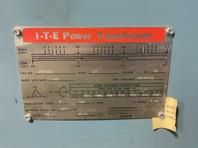 Used ITE POWER 3F3Y225 Distribution Transformers Ohio US | HGR 24 #1316118