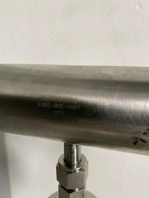 USED STAINLESS STEEL COLUMN W/ 2" SANTRIX 96 PSIG RUPTURE DISC & PRESSURE GAUGE