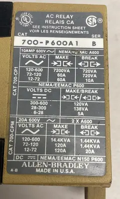 USED ALLEN-BRADLEY 700-P600A1