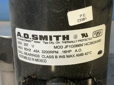 Used A.O. SMITH JF1G066N HC38GK460 Motors (misc) Ohio US | HGR 24 #1556686