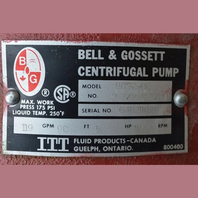 Bell & Gossett 2.5 x 9.5 Pump