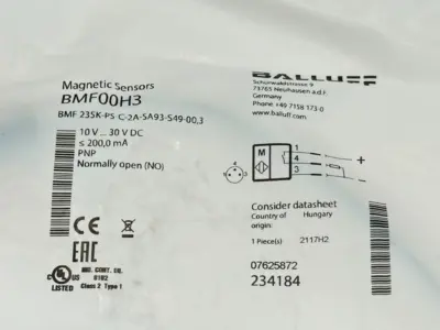 New | in-Stock Balluff BMF 235K-PS-C-2A-SA93-S49-00,3 Proximity Sensors Michigan US | Maverick Industrial Sales #1421831