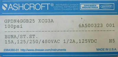 NEW ASHCROFT GPDN4GGB25-XCG3A PRESSURE SWITCH 100PSI GPDN4GGB25XCG3A