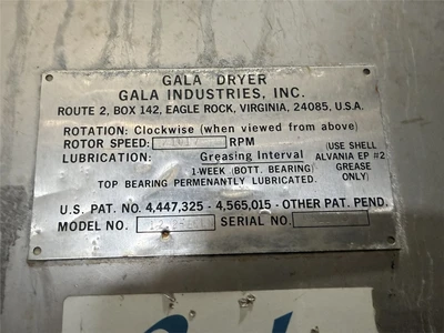 Gala 12.2-ECLN Spin Dryer With 100 GPM Tempered Water System