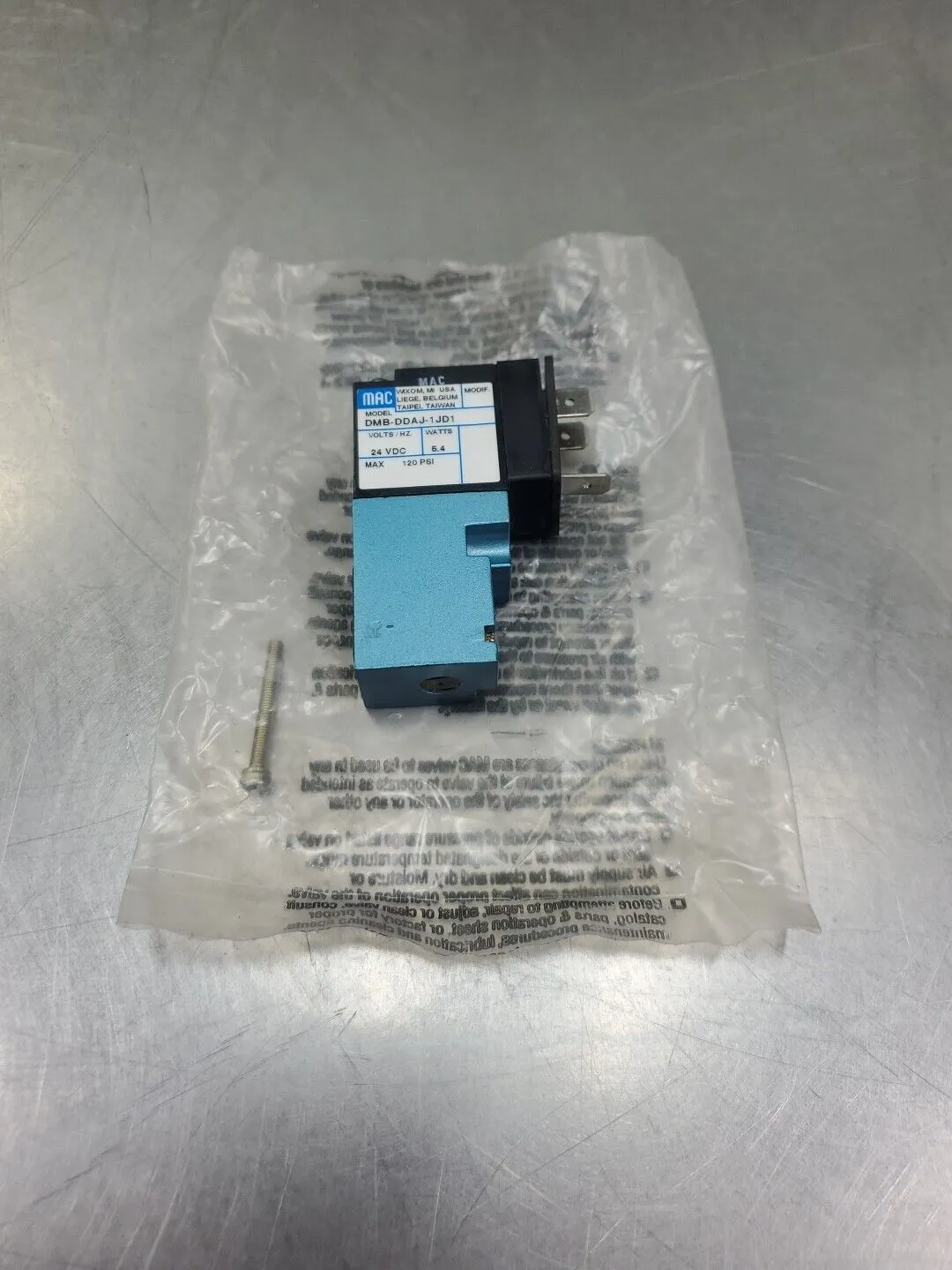 MAC DMB-DDAJ-1JD1 Solenoid Valve, 24VDC 5.4 Watts/120PSI 6E-13