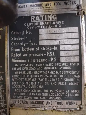 150 TON NIAGARA MODEL PN-150-84-48 SS SSDC STAMPING PRESS, 6" STROKE: STOCK #17008