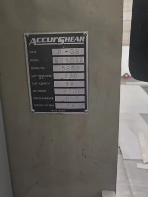Used 2008 ACCURSHEAR 625012 Power Squaring Shears (Inch) Georgia US | The Equipment Hub #1303807