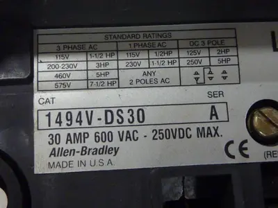 USED ALLEN BRADLEY 1494V-DS30 SER A