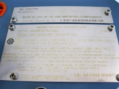 New | in-Stock Micro Motion 5700 R12 ABAAZZZ AAAAATGMV Sensors New Hampshire US | Bitter End Trading #1455989