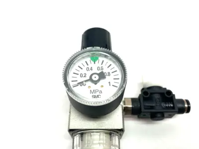USED SMC MODULAR FILTER REGULATOR W/ GAUGE 0.05~0.85MPA SET PRESS