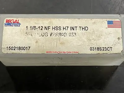 Cutting Tools, 1 1/8-12 NF HSS H7 INT THD 5FL, PLUG Hand Tap