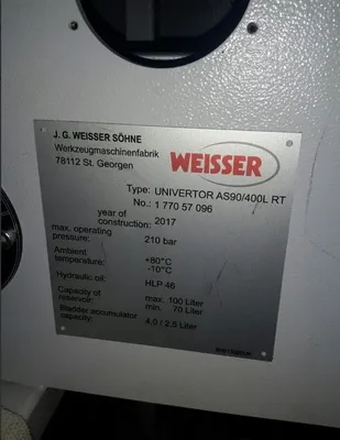 Used 2017 WEISSER UNIVERTOR AS90/400L RT CNC Lathes Michigan US | iGAM Industrial Marketplace #69468