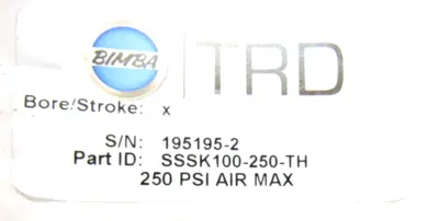NEW BIMBA SSSK100-250-TH SEAL KIT SSSK100250TH
