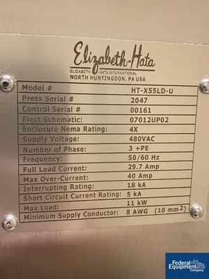 USED Elizabeth-HATA Elizabeth Hata Tablet Press, Model HT-X55LD-U, 55 Station