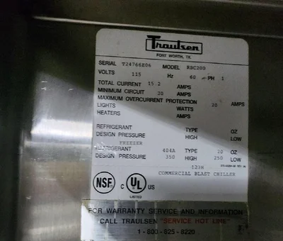 Blast Freezer Chiller Traulsen 115 volts # 5258