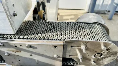 USED BURFORD SO72846 S.S. ACCUMULATION TABLE W/ 2-MOTORS