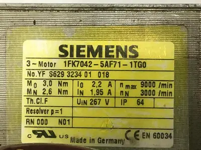 USED SIEMENS 1FK7042-5AF71-1TG0