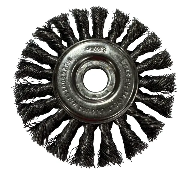 Osborn 4" Knotted Straight Wheel Wire Brush 1/2"-5/8" Arbor, .0118" Steel USA Made