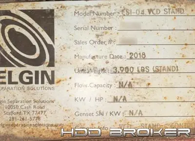 Used 2018 ELGIN 2018 ELGIN CSI-04-VCD Decanter Centrifuges Florida US | HDD Broker #1346897